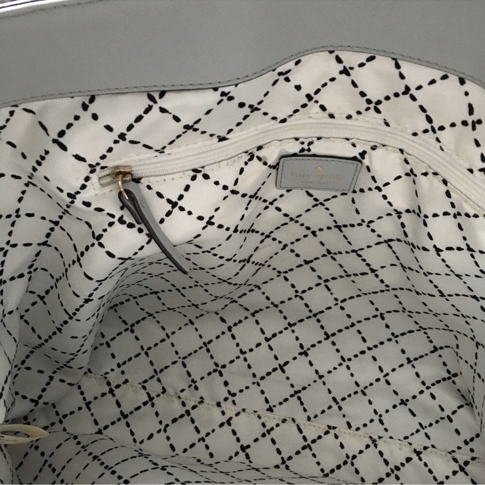 Kate Spade Cove Street Ariel Cliff Grey Silver Trim Tote Bag - Picture 4 of 12